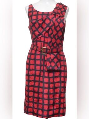 Marc By Marc Jacobs Red and Black One-Shoulder Plaid Sheath Dress